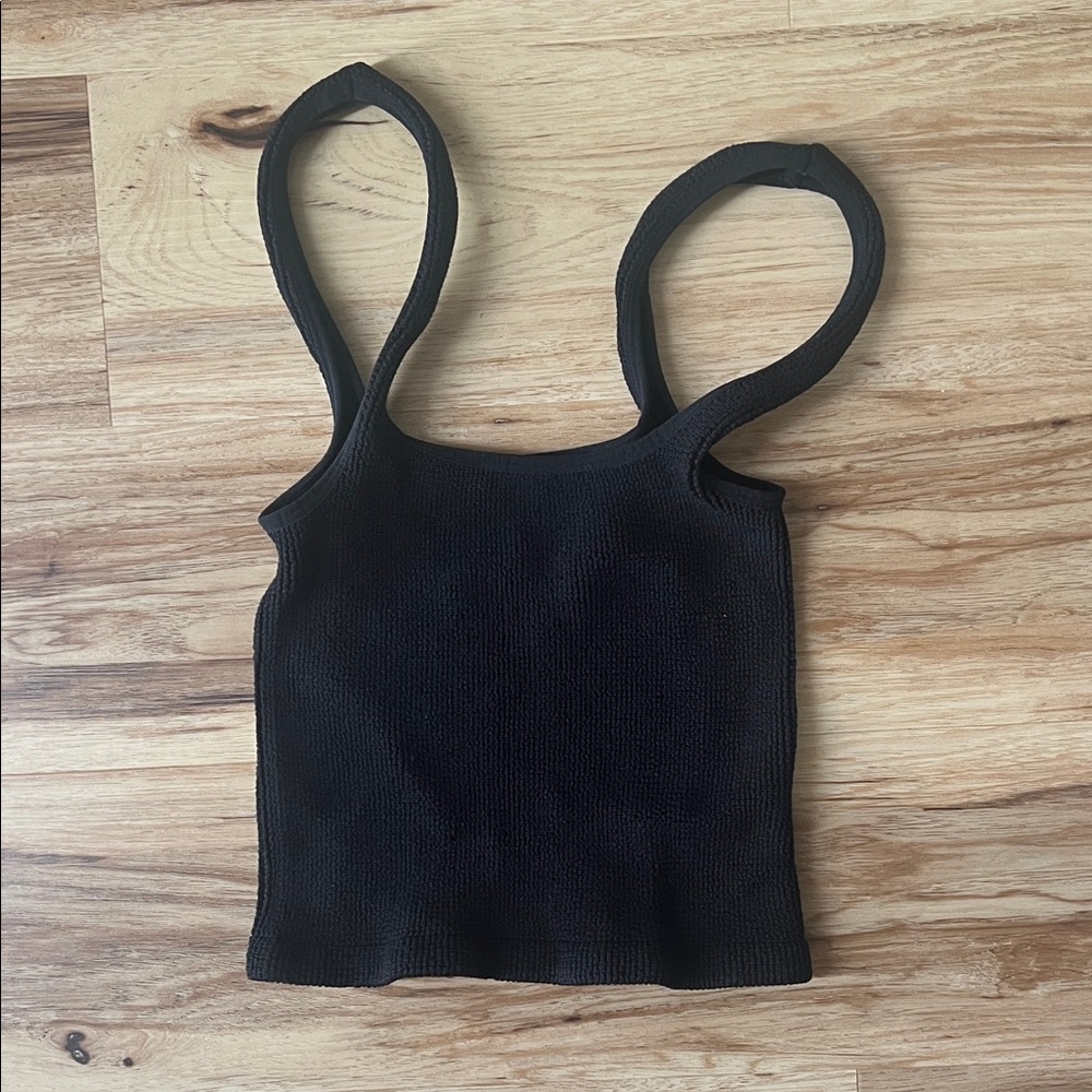 Zara Black Ribbed Cropped Tank Top